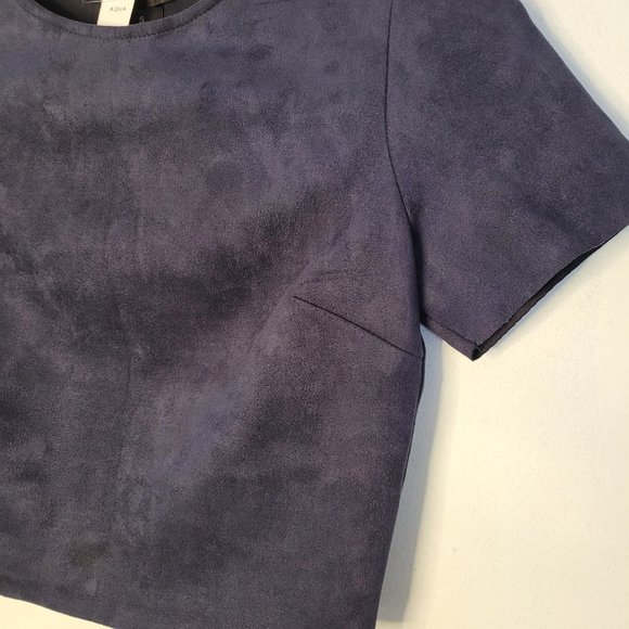 Aqua Crop Top Women's Size Small Velvety Blue Short Sleeve Soft Stretch - Picture 2 of 9